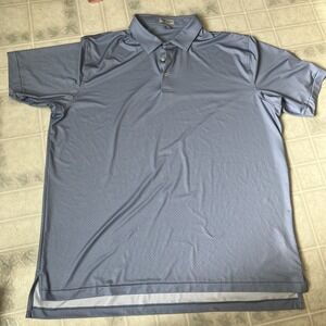 Peter Millar Polo Shirt Mens XXL Blue Printed Collar Summer Comfort Performance